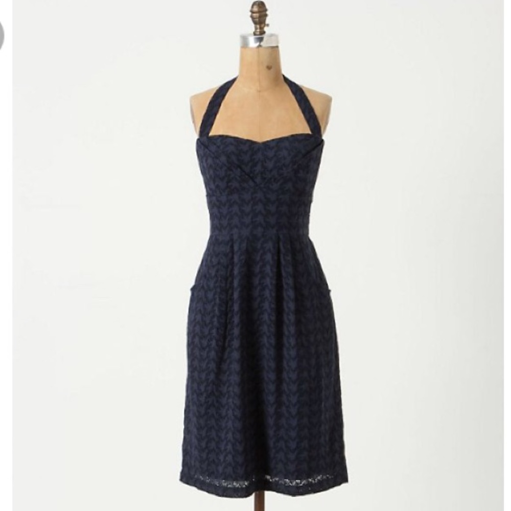 Anthropologie blue eyelet dress